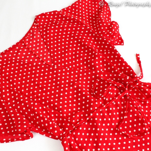 Polka Dot Wrap Red Maxi Dress - Picture 5 of 8